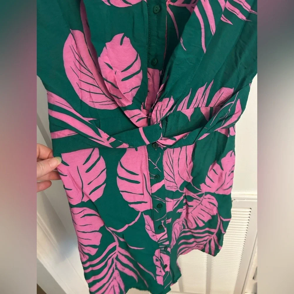 Mango tropical print mini shirt dress size medium - Picture 3 of 5